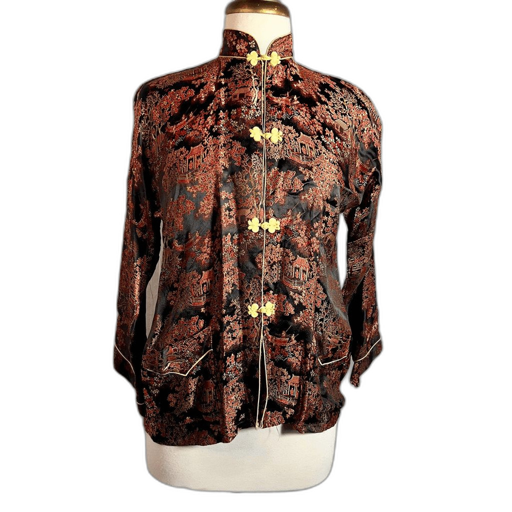 Peony Brand Blouse Size M Vintage 80's Mob Wife Energy Silk Aesthetic Top